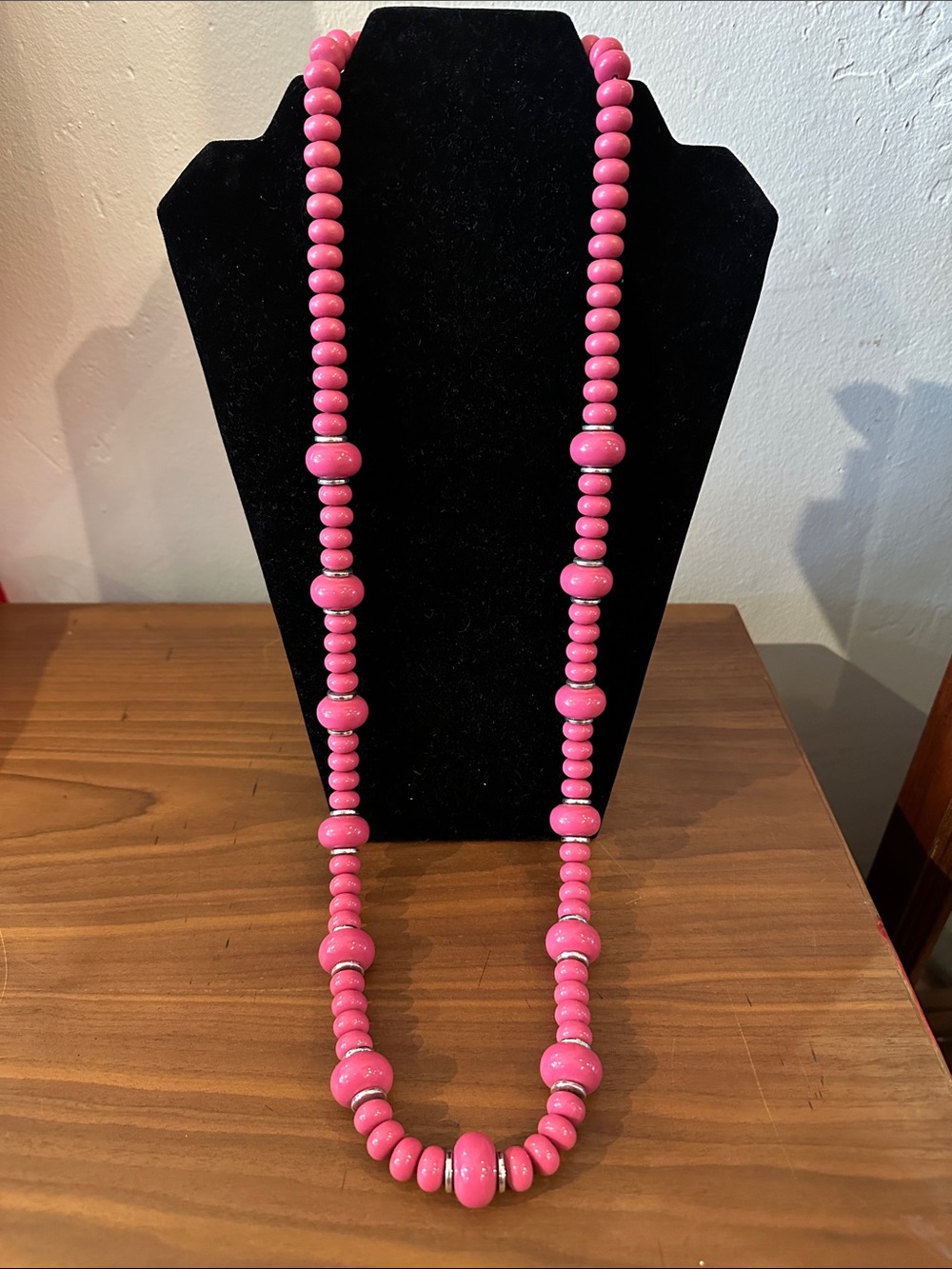Pink Beaded Long Necklace - Women's Fashion Accessory
